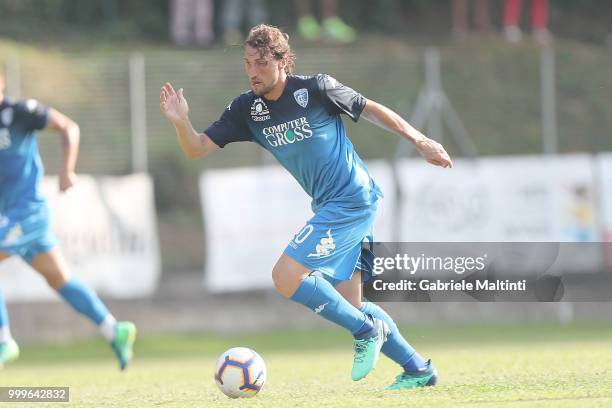 Lorenzo Lollo of Empoli FC in action during the pre-season frienldy match between Empoli FC and ASD Lampo 1919 on July 14, 2018 in Lamporecchio,...