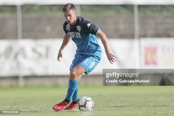 Miha Zajc of Empoli FC in action during the pre-season frienldy match between Empoli FC and ASD Lampo 1919 on July 14, 2018 in Lamporecchio, Italy.