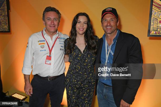 Formula E CEO Alejandro Agag, Liv Tyler and Patrick Dempsey attend the Formula E 2018 Qatar Airways New York City E-Prix, the double header season...