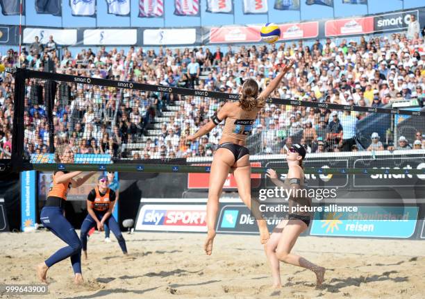 Chantal Laboureur and Julia Sude playing Melanie Gernert and Tatjana Zautys in the final of the German Beach Volleyball Championships in Timmendorfer...