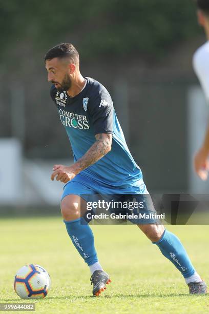 Francesco Caputo of Empoli FC in action during the pre-season frienldy match between Empoli FC and ASD Lampo 1919 on July 14, 2018 in Lamporecchio,...