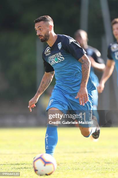 Francesco Caputo of Empoli FC in action during the pre-season frienldy match between Empoli FC and ASD Lampo 1919 on July 14, 2018 in Lamporecchio,...