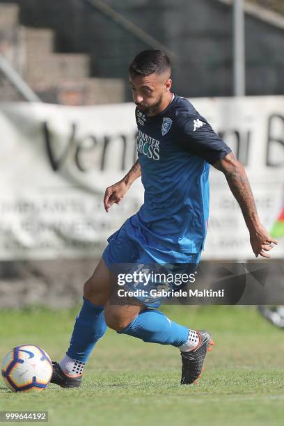 Francesco Caputo of Empoli FC in action during the pre-season frienldy match between Empoli FC and ASD Lampo 1919 on July 14, 2018 in Lamporecchio,...