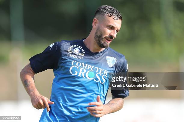 Francesco Caputo of Empoli Fc in action during the pre-season frienldy match between Empoli FC and ASD Lampo 1919 on July 14, 2018 in Lamporecchio,...