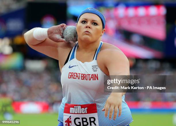 Great Britain's Amelia Strickler competes in the Womens Shot Put during day two of the Athletics World Cup at The Queen Elizabeth Stadium, London.