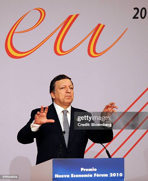 Jose Manuel Barroso, president of the European Commission, speaks at the European Union-Latin American summit in Madrid, Spain, on Tuesday, May 18,...