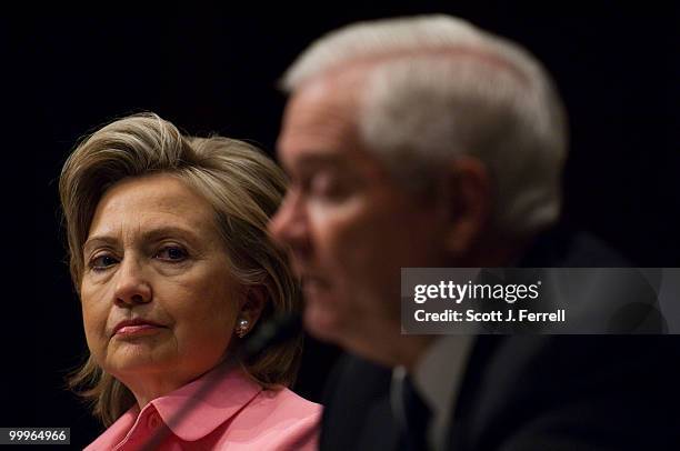 May 18: Secretary of State Hillary Rodham Clinton, and Defense Secretary Robert M. Gates during the Senate Foreign Relations hearing with Joint...