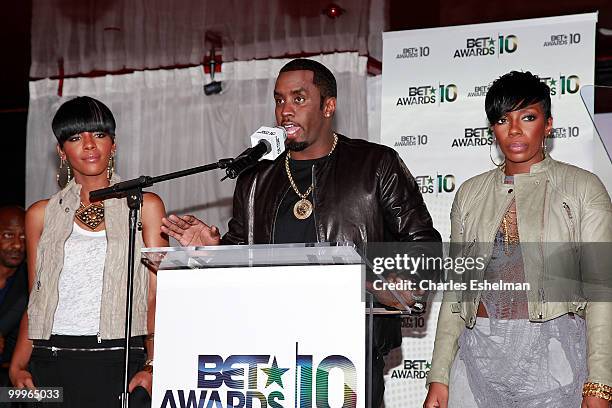 Music group Dirty Money's Dawn Richard, Sean 'Diddy' Combs and Kalenna Harper attend the 2010 BET Awards nominees, host and performers announcement...