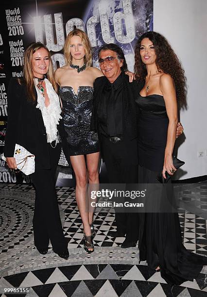 Eva Cavalli, Karolina Kurkova, Roberto Cavalli and Afef Jnifen attend the World Music Awards 2010 at the Sporting Club on May 18, 2010 in Monte...