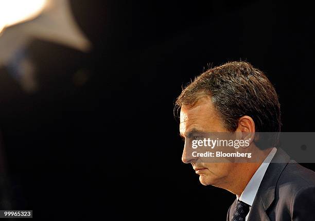 Jose Luis Rodriguez Zapatero, Spain's prime minister, speaks during a news conference at the European Union-Latin American summit in Madrid, Spain,...