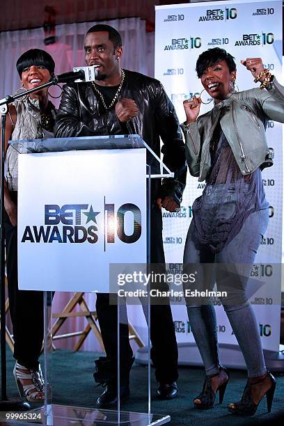 Music group Dirty Money's Dawn Richard, Sean 'Diddy' Combs and Kalenna Harper attend the 2010 BET Awards nominees, host and performers announcement...