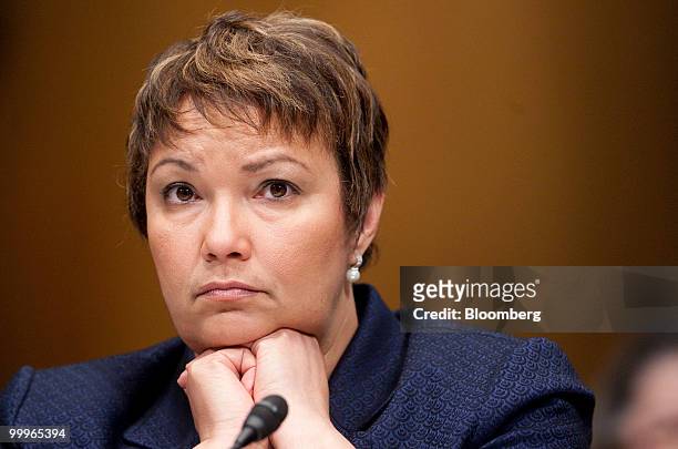 Lisa Jackson, administrator of the Environmental Protection Agency, listens during a Senate Environment and Public Works Committee hearing on the...
