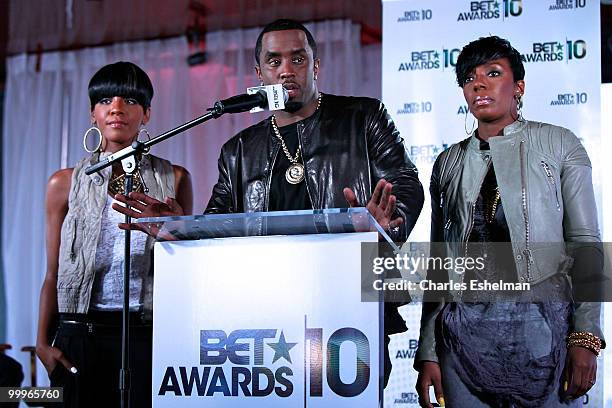 Music group Dirty Money's Dawn Richard, Sean 'Diddy' Combs and Kalenna Harper attend the 2010 BET Awards nominees, host and performers announcement...