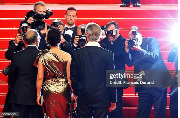 Actress Juliette Binoche attends the "Certified Copy" Premiere at the Palais des Festivals during the 63rd Annual Cannes Film Festival on May 18,...