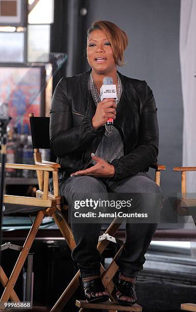 Rapper and media personality Queen Latifah, also known in the music world as Dana Owens addresses the media following her announcing the host,...