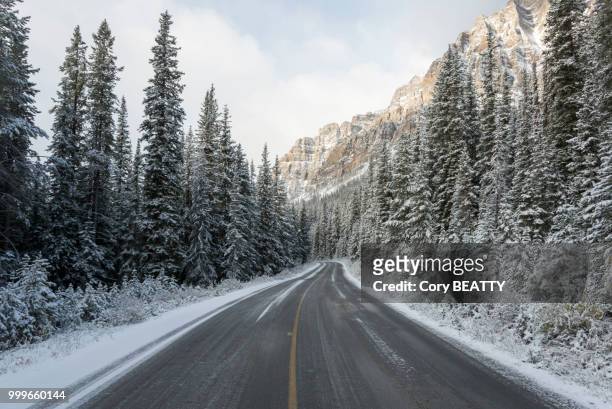 snowy highway - ella beatty fotografías e imágenes de stock