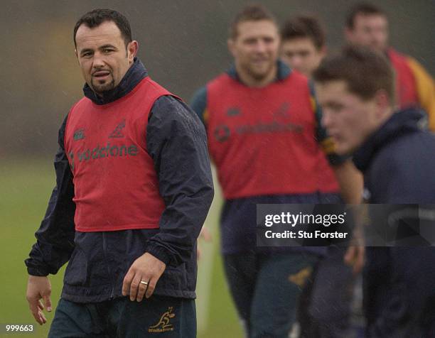 Michael Foley, the Australian hooker during training at the University of Cardiff ahead of the game against the Barbarians at The Millennium Stadium,...