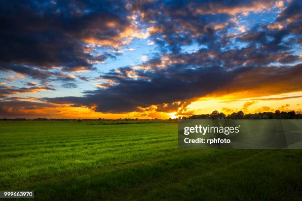 sunset in eastfrisia near aurich oldendorf - aurich fotografías e imágenes de stock