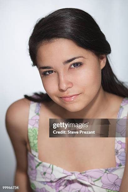 smiling hispanic woman - steve prezant stock pictures, royalty-free photos & images