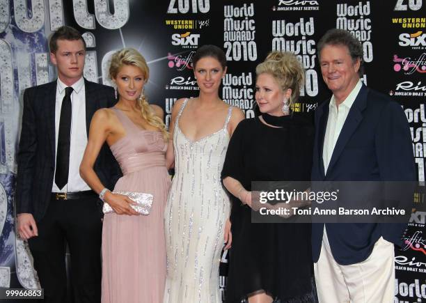 Barron Nicholas Hilton, Paris Hilton, Nicky Hilton, Kathy Hilton and Rick Hilton attend the World Music Awards 2010 at the Sporting Club on May 18,...