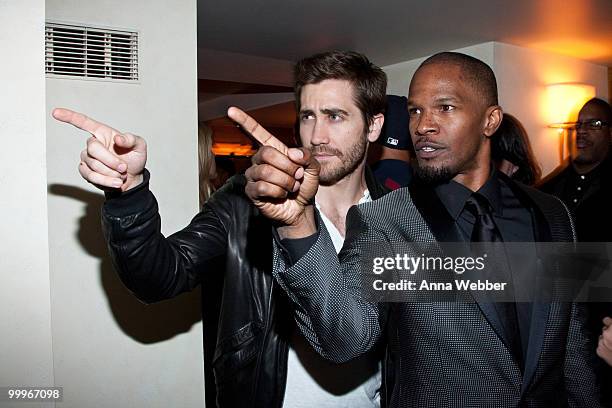 Jake Gyllenhaal and Jamie Foxx attend L'Ermitage on January 29, 2010 in Los Angeles, California.