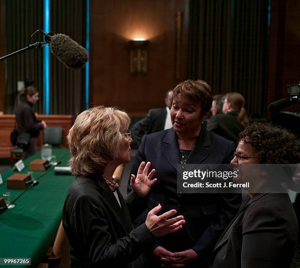 May 18: Chairwoman Barbara Boxer, D-Calif., talks with EPA Administrator Lisa P. Jackson and Nancy Helen Sutley, chairwoman of the Council on...