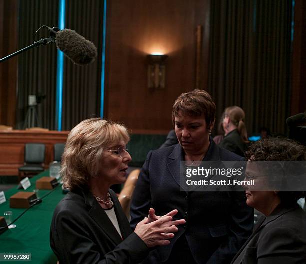 May 18: Chairwoman Barbara Boxer, D-Calif., talks with EPA Administrator Lisa P. Jackson and Nancy Helen Sutley, chairwoman of the Council on...