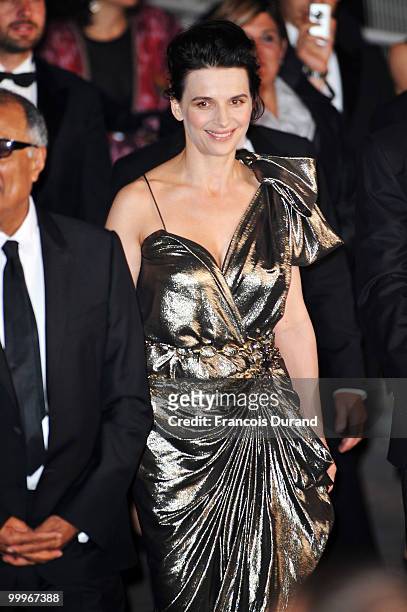 Actress Juliette Binoche attends the "Certified Copy" Premiere at the Palais des Festivals during the 63rd Annual Cannes Film Festival on May 18,...