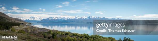 lake pukaki, canterbury, new zealand - lake pukaki stockfoto's en -beelden