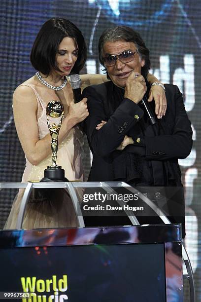 Asia Argento and Roberto Cavalli onstage at the World Music Awards 2010 held at the Sporting Club Monte-Carlo on May 18, 2010 in Monte-Carlo, Monaco.