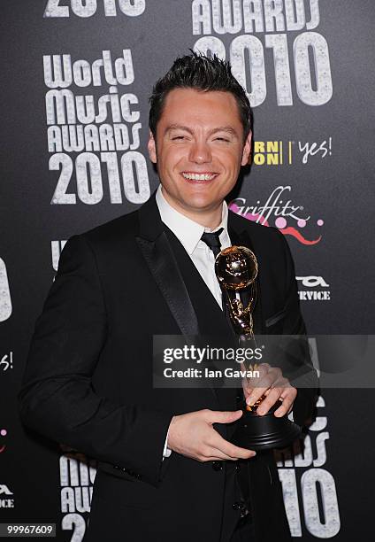 Tiziano Ferro poses in the press room during the World Music Awards 2010 at the Sporting Club on May 18, 2010 in Monte Carlo, Monaco.