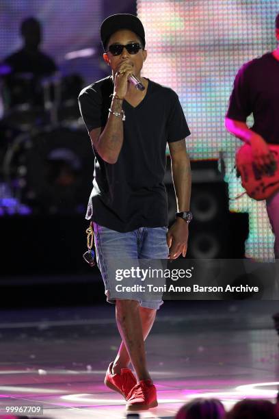 Singer Pharell Williams performs onstage during the World Music Awards 2010 at the Sporting Club on May 18, 2010 in Monte Carlo, Monaco.