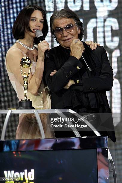 Asia Argento and Roberto Cavalli onstage at the World Music Awards 2010 held at the Sporting Club Monte-Carlo on May 18, 2010 in Monte-Carlo, Monaco.