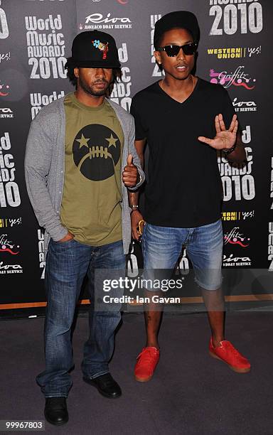 Shay Haley and Pharrell Williams during the World Music Awards 2010 at the Sporting Club on May 18, 2010 in Monte Carlo, Monaco.