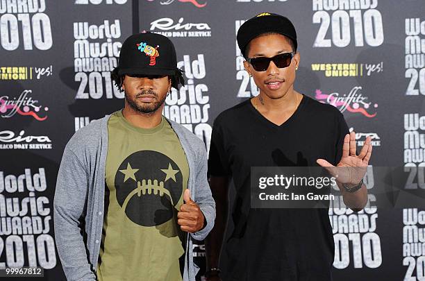 Shay Haley and Pharrell Williams during the World Music Awards 2010 at the Sporting Club on May 18, 2010 in Monte Carlo, Monaco.