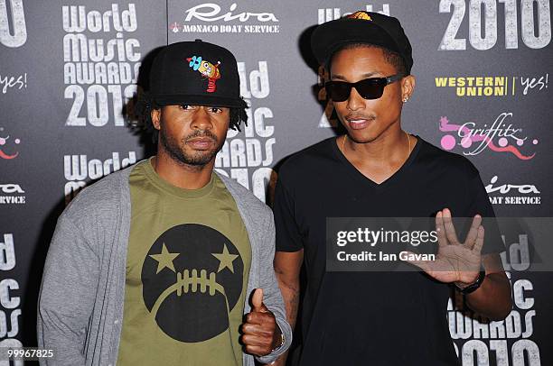 Shay Haley and Pharrell Williams during the World Music Awards 2010 at the Sporting Club on May 18, 2010 in Monte Carlo, Monaco.