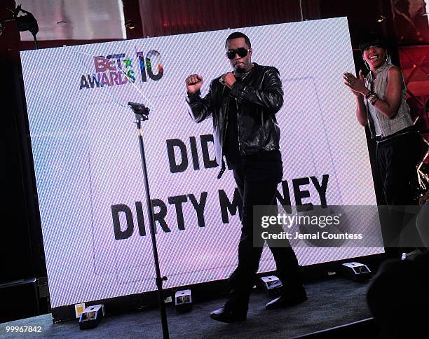 Rapper and music mogul Sean "Diddy" Combs takes the stage to announce the host, nominees and performers for the 10th Annual BET Awards at 230 Fifth...