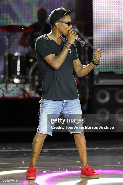 Pharrell Williams performs on stage during the World Music Awards 2010 at the Sporting Club on May 18, 2010 in Monte Carlo, Monaco.