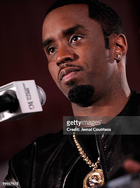 Rapper and music mogul Sean "Diddy" Combs announces the host, nominees and performers for the 10th Annual BET Awards at 230 Fifth Avenue on May 18,...