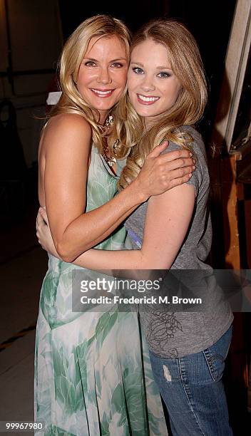 Actresses Katherine Kelly Lang and Jennifer Gareis of the television show "The Bold and the Beautiful" attend the official Guinness World Record...