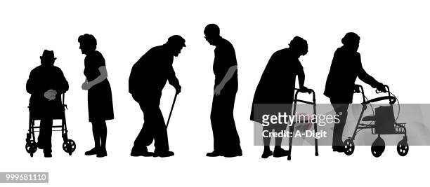 stubborn seniors - disability collection stock illustrations