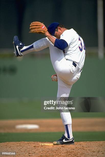 Texas Rangers Nolan Ryan in action, pitching vs St. Louis Cardinals during spring training game at Charlotte County Stadium. Port Charlotte, FL...