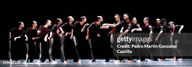 Dancers perform during the rehearsal of Sao Paulo Campanhia de Danca as part of the Danzatlan, International Dance Festival at Teatro de La Ciudad on...