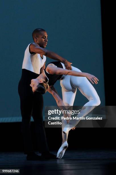 Dancers perform during the rehearsal of Sao Paulo Campanhia de Danca as part of the Danzatlan, International Dance Festival at Teatro de La Ciudad on...