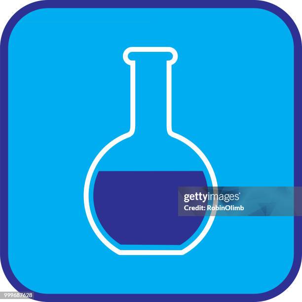 blue and white beaker icon - robinolimb stock illustrations