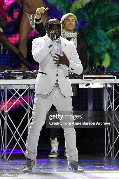 Singer will.i.am of the Black Eyed Peas and David Guetta perform onstage during the World Music Awards 2010 at the Sporting Club on May 18, 2010 in...