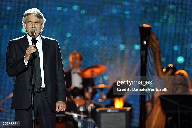 Musician Andrea Bocelli performs onstage during the World Music Awards 2010 at the Sporting Club on May 18, 2010 in Monte Carlo, Monaco.