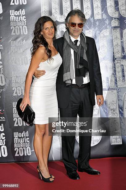 Singer Andrea Bocelli and Veronica Berti attend the World Music Awards 2010 at the Sporting Club on May 18, 2010 in Monte Carlo, Monaco.