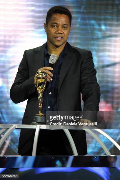 Cuba Gooding Jr. Speaks on stage during the World Music Awards 2010 at the Sporting Club on May 18, 2010 in Monte Carlo, Monaco.
