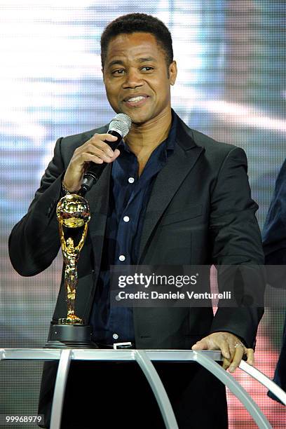 Cuba Gooding Jr. Speaks on stage during the World Music Awards 2010 at the Sporting Club on May 18, 2010 in Monte Carlo, Monaco.